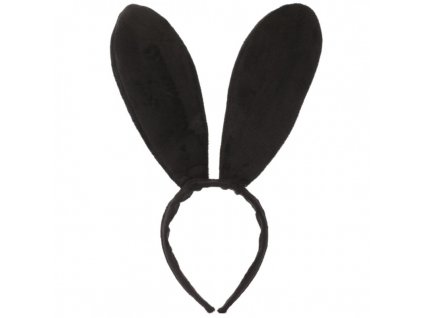Černá ozdobná čelenka s ušima zajíčka z polyesteru