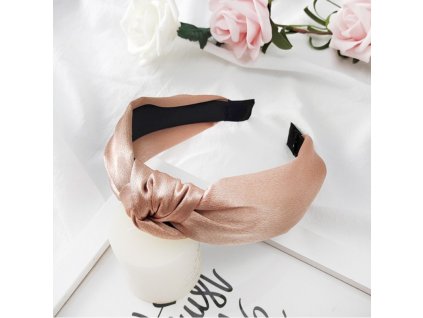 Elastická Čelenka s Turbanem ze Saténové Tkaniny, Průměr 12,5 cm, Šířka 3,5 cm