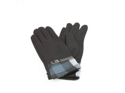 Hřejivé Rukavice s Ozdobnou Sponou a Kostkovaným Vzorem, Velikost M, Materiál: Polyester-Bavlna-Elastan