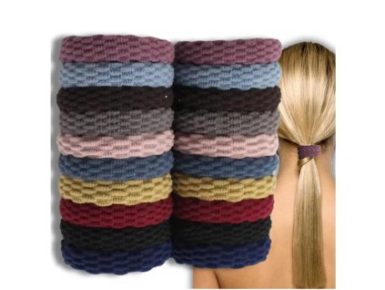 Silné a pružné gumičky do vlasů 20 kusů, šířka 4,5 cm, tloušťka 1,2 cm, pružný plast