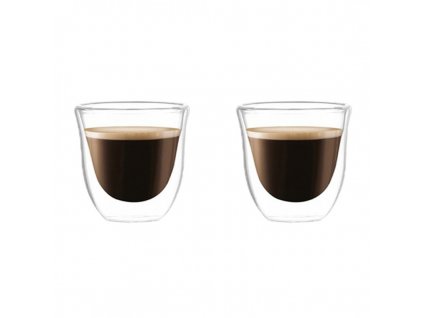 Termohrnky na kávu 70ml z borosilikátového skla, dvojitý dno, sada 2 ks