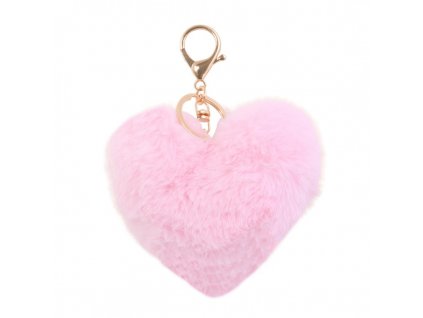 Plyšová Klíčenka ve tvaru Srdce, Růžová, Celková Délka 15 cm