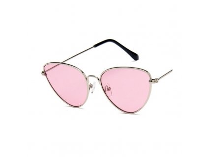Růžové Sluneční brýle OVL cat-eye se stříbrnou, UV400 filtr, 143x56x45 mm