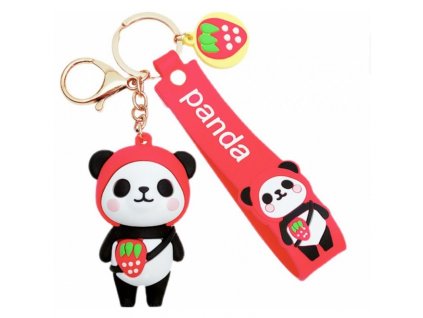 Přívěsek na klíče Panda červená, délka 6 cm, šířka 4 cm
