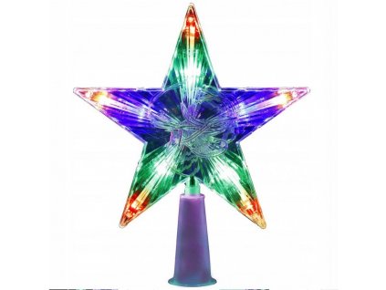 Vánoční hvězda na vrchol stromečku s LED světly, multikolor, 18x15 cm, délka kabelu 80 cm