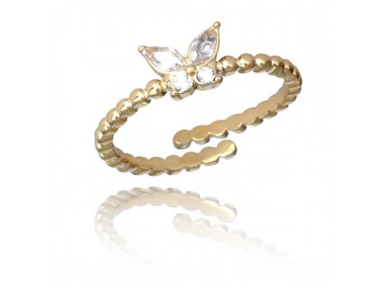 Prsten z chirurgické oceli pokovený 14karátovým zlatem, světle zlatá barva, odolný vůči povětrnostním vlivům