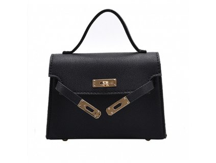 Elegantní dámská kabelka přes rameno z ekoskóry, černá, 18.5x13x6.5 cm