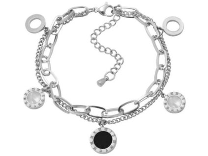 Elegantní Stříbrný Náramek Brnění z Chirurgické Oceli 316L s Přívěsky, Rozměry 16+5 cm, Antialergenní
