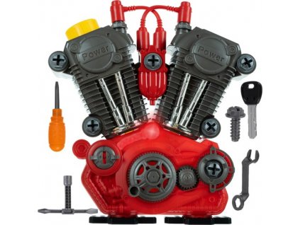 LED Hračkový Motor s Zvukem a Světlem, Červená/Šedá/Žlutá, 25x25x6.5 cm