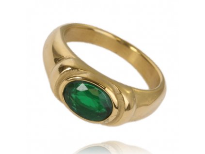 14k Pozlacený Prsten z Nerezové Oceli, Světle Zlatá Barva, Velikost US7 EU14