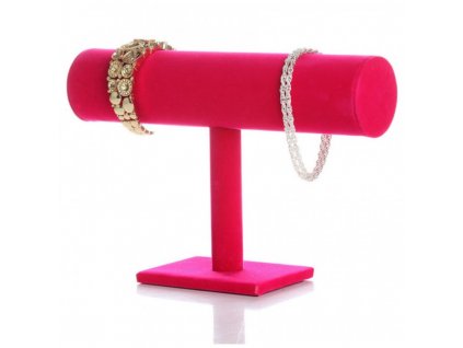 Stojan na šperky a náramky, růžový semiš, 23.2x16 cm