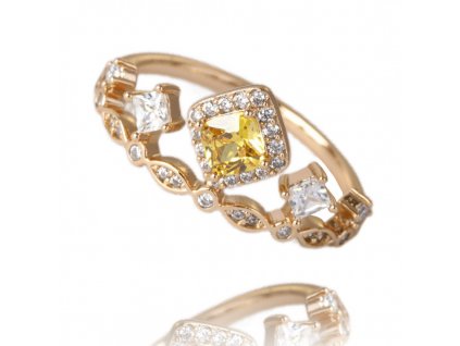 Prsten z nerezové oceli pokovený 14karátovým zlatem, světle zlatá barva, velikost US7 EU14