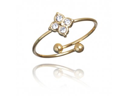 Prsten z nerezové oceli pokovený 14karátovým zlatem, světle zlatá barva, odolný vůči povětrnostním vlivům