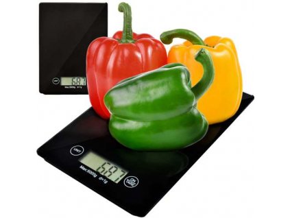 Elektronická kuchyňská váha s LCD displejem, maximální hmotnost 5 kg, skleněný povrch