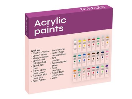 Akrylové barvy 24 ks - 12ml. Maaleo 20363