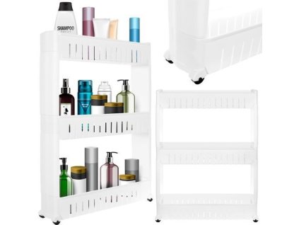 Pojízdná kuchyňská police na kolečkách, bílá