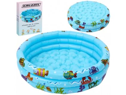 Nafukovací dětský bazén Kruzzel 20932, modrá/vícebarevná, PVC, 80x30 cm