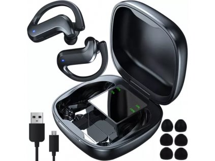 Bezdrátová Sluchátka 5.0 s Powerbankou a Dotykovým Ovládáním, Černá, ABS+PC, 4.5x7.5x4 cm
