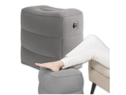 Nafukovací cestovní pohodlný polštář, turistický, šedý