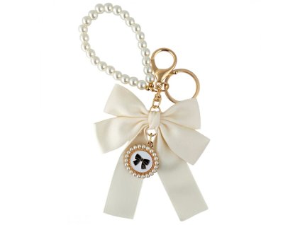 Krémová klíčenka s mašlí BRL362K