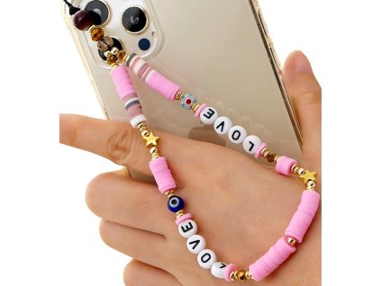 Přívěsek na telefon, šňůrka na léto, korálky, klíčenka, perly