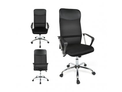Otočná kancelářská židle s mikromřížkou, černá, maximální zatížení 120 kg, výška 120 cm