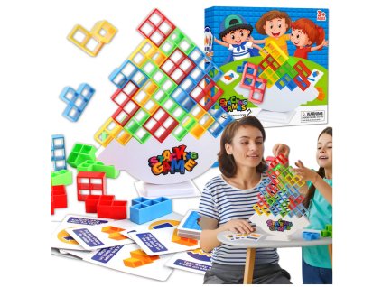 Vzdělávací hra 64 dílků barevných vyvažovacích bloků