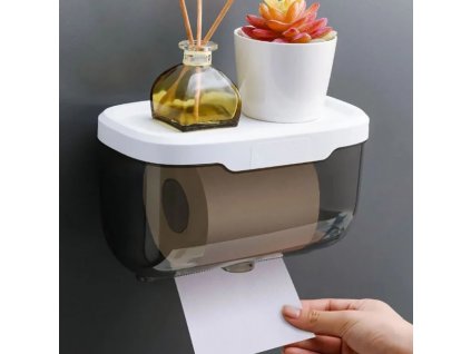 Organizátor na toaletní papír s půlkou, bílý, plastový, 21.5x13x13 cm