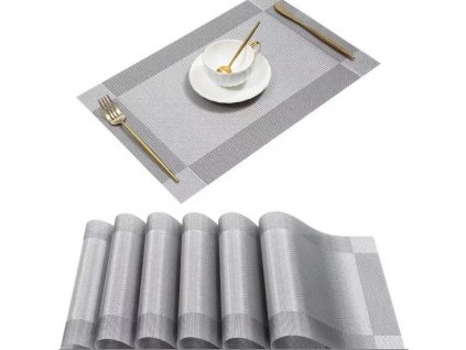 Voděodolná podložka na stůl, obdélníková, stříbrná, 30x45 cm, z PVC
