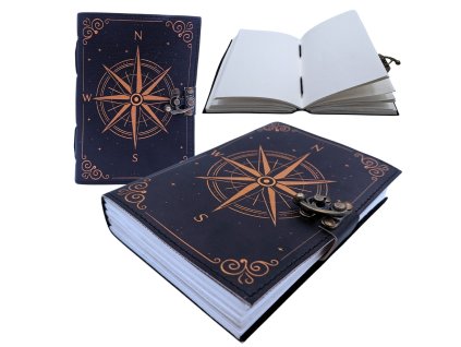 Kožený zápisník Retro Větrná růžice - Dárek pro námořníka - AH09