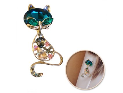 Dekorativní křišťálová brož CAT BZ173
