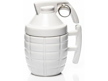 Granátový hrnek s víčkem - bílý