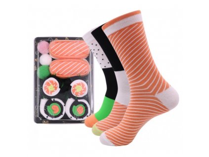 Sada 3 páru ponožek Sushi XXL s vtipným potiskem, univerzální velikost, bavlna/polyester
