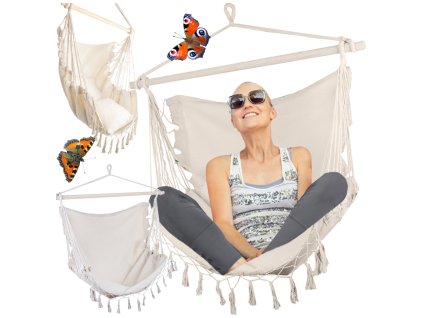 Brazilská houpací síť zahradní závěsné křeslo houpačka boho balkon