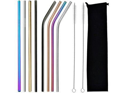 8x kovová brčko skla víceúrovňové čističe eko