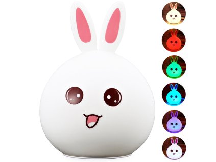 Dětské led noční světlo králík rgb dotek