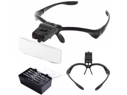 Čelovka lupa brýle baterka 2 led gw