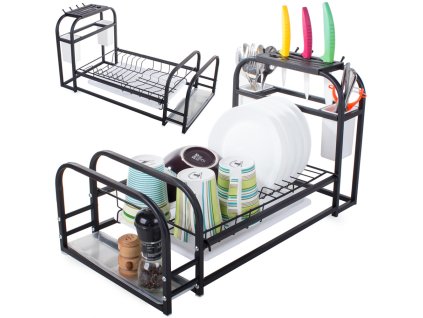 Stojan na sušení nádobí se stojanem na zásobníky v podkroví