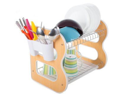 Sušička nádobí stojanový mixér s dvoupatrovým odkapávačem