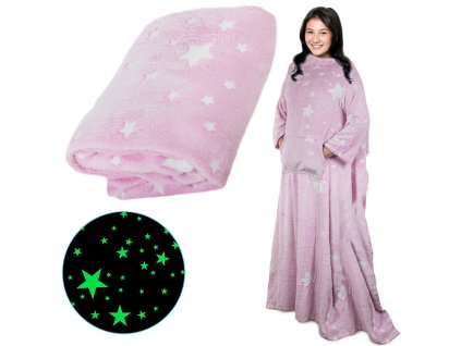 Deka s rukávy fleece teplá mikina župan neonový