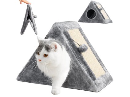 Škrabadlo trojúhelník kočka bouda kočka postel hračka míč