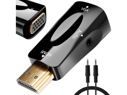 Převodník adaptér z hdmi na vga d-sub audio mini jack