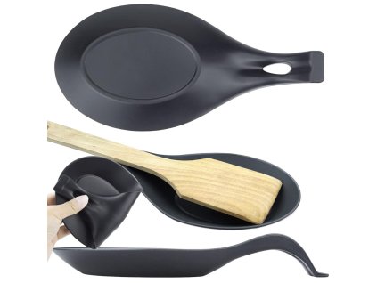 Lžíce odpočívá silikonové odkapávací náčiní pod naběračkou