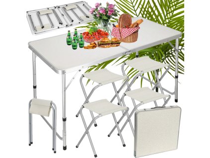 Skládací kempingový stůl turistický stůl se 4 židlemi zahradní stůl