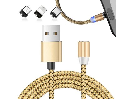 Magnetický nabíjecí kabel 3w1 micro typ-c usb lightning 1m