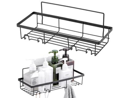 Podkrovní koupelnová sprchová polička visící 4x háček