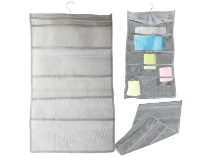 Organizér spodního prádla závěsný šatní skříň oboustranný věšák s 22 kapsami
