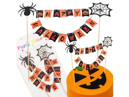 Halloweenská dekorace na dort cupcake picker topper girlanda papír