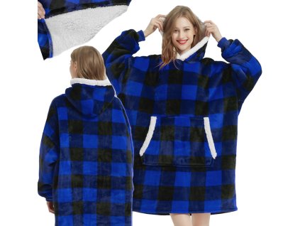 Mikina teplá oversize deka xxl 2v1 tlustá kožešina měkká kapuce župan