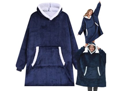 Teplá mikina oversize deka xxl 2v1 tlustá kožešina měkký župan s kapucí